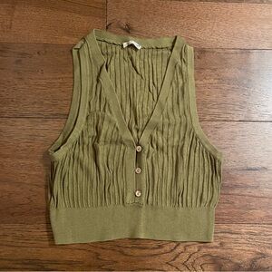 Button Front Ribbed Crop
